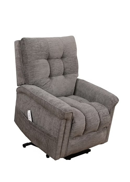 Elvexo Lift Chair in Soft Grey Fabric with Wired Remote Control &amp; High-Density Comfort Seating