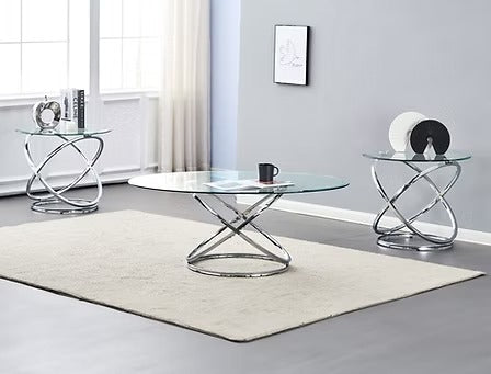 Zenquro 3 Piece Coffee Table Set – Modern Clear Tempered Glass Coffee Table with Chrome Base