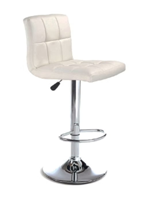 Bellarix 2-Piece Modern White PU Swivel Bar Stool Set with Adjustable Height, Chrome Frame & Steel Footrest for Kitchen Island & Counter Use