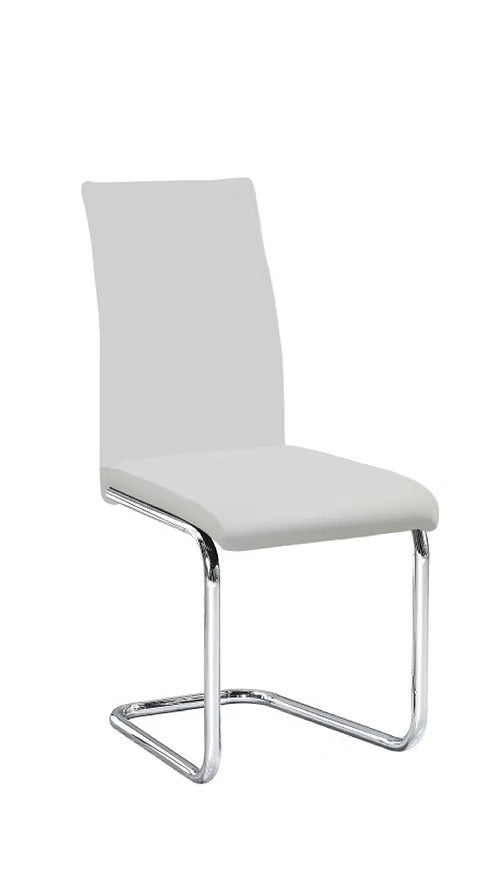 Olivan 6-Piece Modern White PU Upholstered Dining Chair Set with Chrome Legs and Sleek Contemporary Design for Dining Room &amp; Kitchen Use