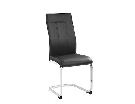 Pravento 6-Piece Modern Black PU Dining Chair Set with Metal Legs and Tall Contemporary Design for Dining Room, Kitchen &amp; Café Use