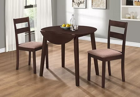 Trivora 3-Piece Dinette Set – 36" Round Dining Table with Fabric Cushion Chairs (Espresso Finish)