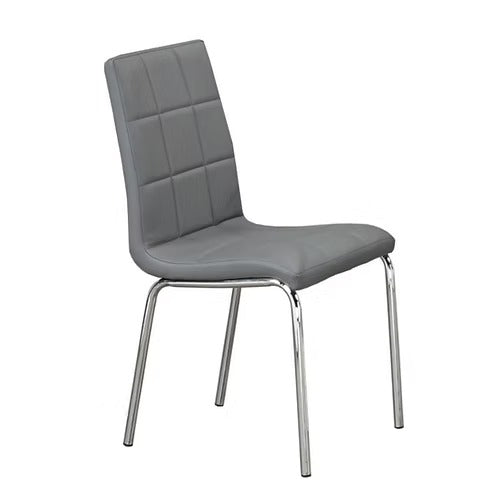 Drevano 4-Piece Modern Grey Upholstered Dining Chair Set with Chrome Legs