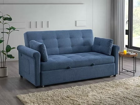 Morquessa Sofa Bed Sectional – Slate Blue Adjustable Backrest Sleeper Sofa with USB And USB-C Charging Station, Side Pocket Storage