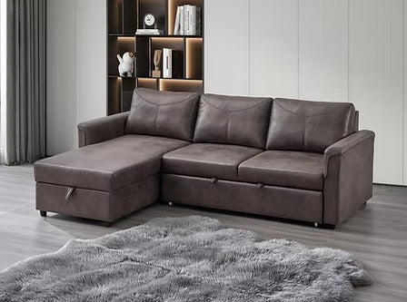 Velnexo Sofa Bed Sectional – Left Hand Facing Chaise Convertible Sleeper with Lift Up Storage, Cup Holders, Charging Station