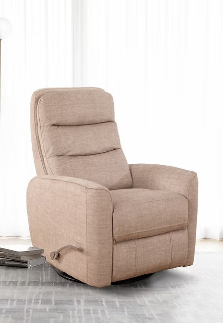 Torvella Recliner Chair with Side-Mounted Steel Pull Handle, Glider Rocking Mechanism & Zero Wallhugger Design in Soft Pearl Fabric