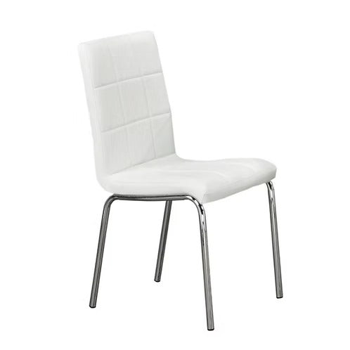 Drevano 4-Piece Modern White Upholstered Dining Chair Set with Chrome Legs