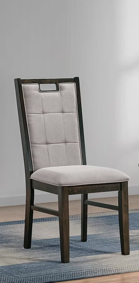 Vornex 2-Piece Contemporary Rustic Brown Fabric Dining Chair Set with Rubber Wood Frame