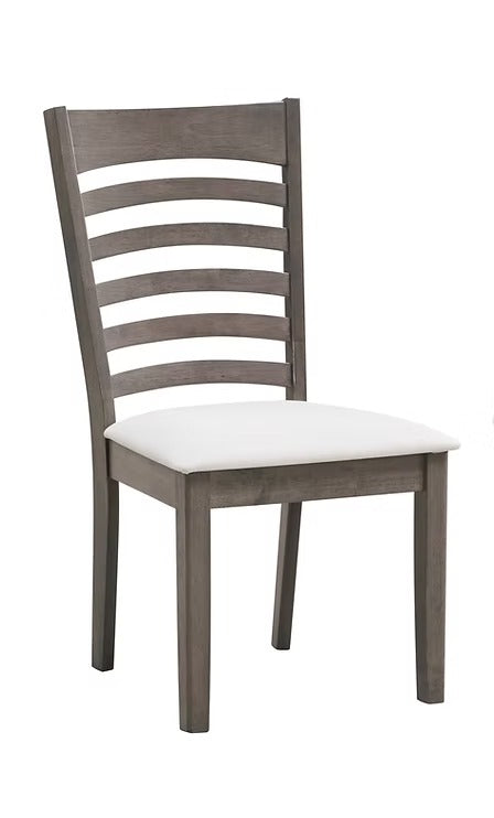 Sylvoro 2-Piece Dining Chairs – Antique Grey Modern Finish Ladder Back Design with Cream Upholstered Cushion Fabric Seats for Elegant Dining Spaces
