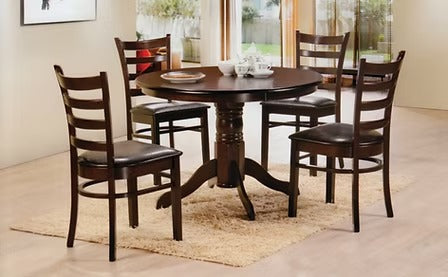 Drevona 5-Piece Dinette Set – Pedestal Round Table with PU Cushion Chairs