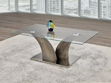 Orvionix Coffee Table – Modern Contemporary Glass Top Coffee Table with Stainless Steel Legs for Living Room and Lounge Spaces