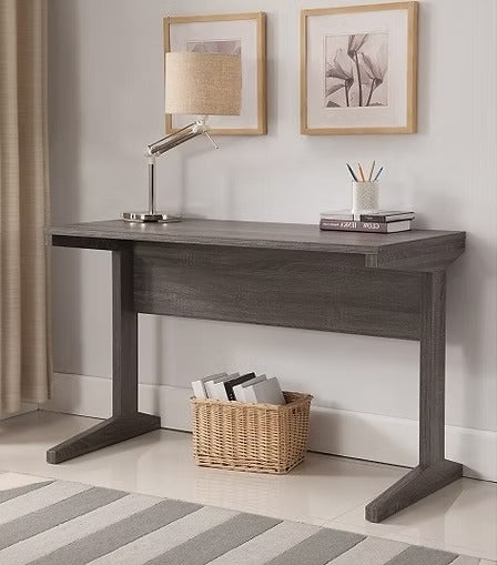 Ylvara Modern Grey Writing Desk with Spacious Desktop and L-Shaped Legs for Home Office &amp; Study Use
