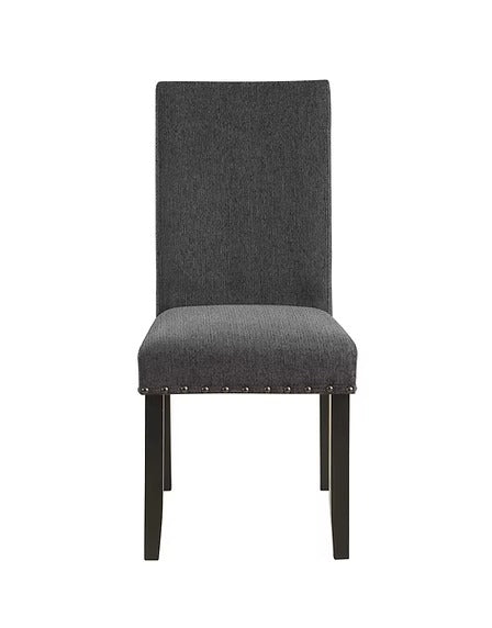 Ducharo 2-Piece Modern Soft Grey Fabric Dining Chair Set with Nailhead Trim