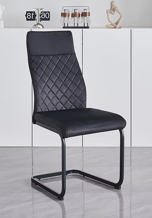 Noblevia 6-Piece Modern Black Velvet Dining Chair Set with Elegant Diamond Stitching