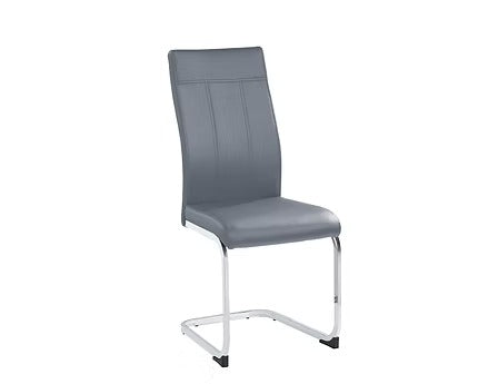 Pravento 6-Piece Modern Grey PU Dining Chair Set with Metal Legs and Tall Contemporary Design for Dining Room, Kitchen &amp; Café Use
