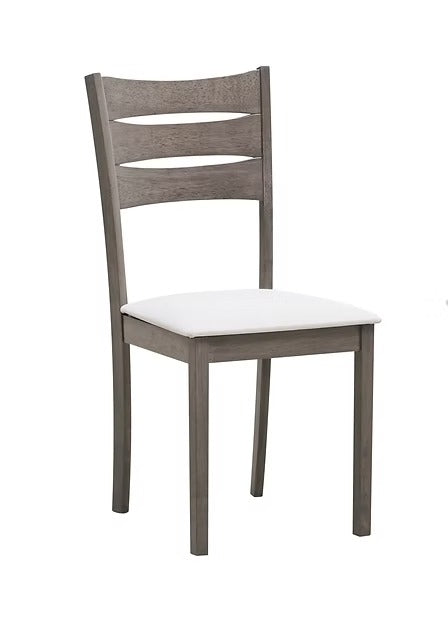 Marvoro 2-Piece Dining Chairs – Antique Grey Modern Finish Ladder Back Design with Cream Upholstered Cushion Seats for Elegant Dining Spaces