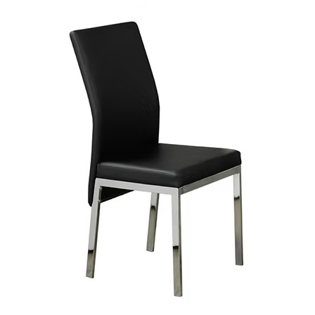 Ravelle 4-Piece Modern Black Cushioned Dining Chair Set with Chrome Legs and Sleek Contemporary Design for Dining Room &amp; Kitchen Use
