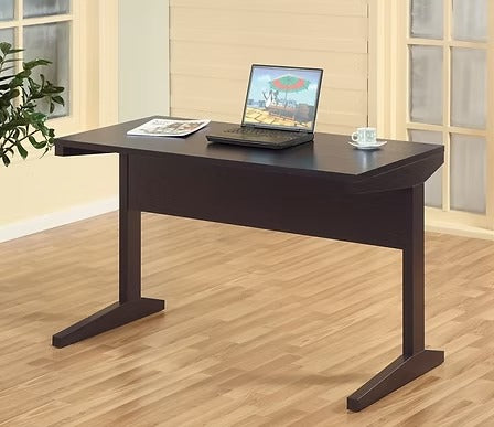 Xavero Modern Espresso Writing Desk with Spacious Top and L-Shaped Legs for Home Office & Study Use