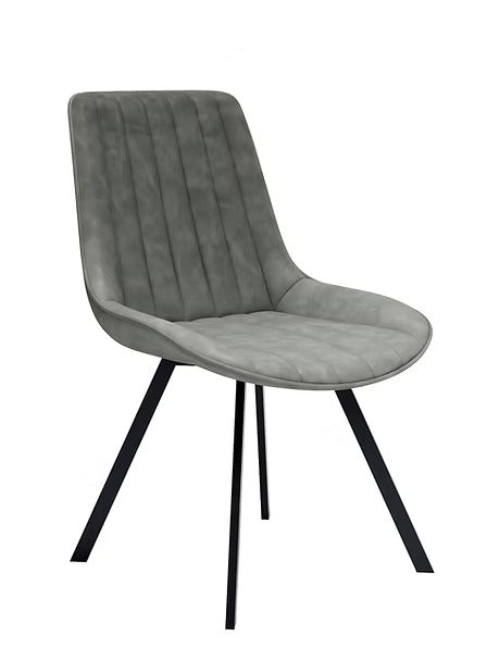 Cavellier 2-Piece Modern Soft Grey PU Dining Chair Set with Black Steel Legs
