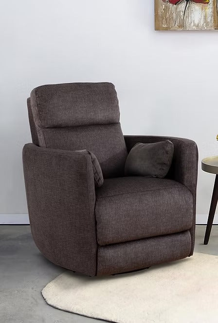Xelviora Recliner Chair in Soft Gun Metal Fabric with Swivel Glider Mechanism, Hidden Pull Handle &amp; Zero Wallhugger Design