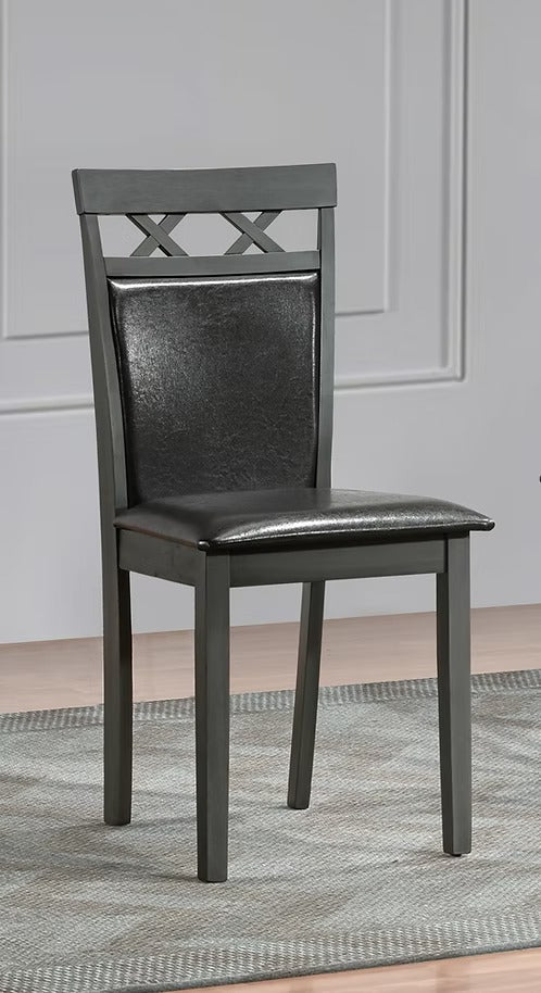Arliano 2-Piece Dining Chairs – Antique Grey Contemporary Finish with Black PU Upholstered Cushion Seats for Modern Dining & Home Interiors