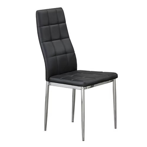 Faylora 4-Piece Modern Black Upholstered Dining Chair Set with Chrome Legs