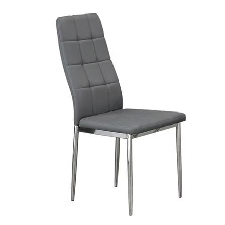 Faylora 4-Piece Modern Grey Upholstered Dining Chair Set with Chrome Legs