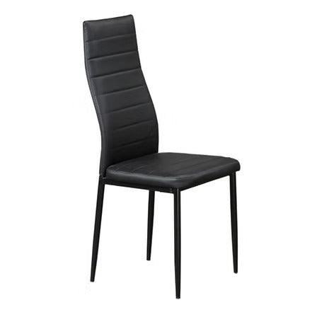 Quorina 4-Piece Modern Black Cushioned Dining Chair Set with Horizontal Stitching Details and Black Tapered Legs