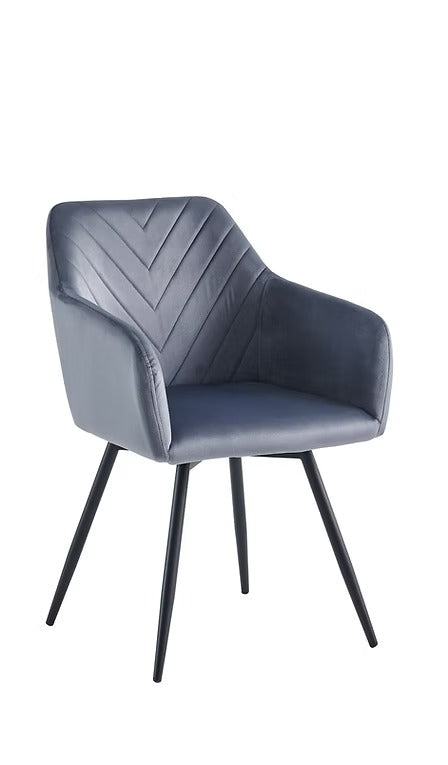 Luxevaro 2-Piece Modern Light Grey Velvet Armrest Dining Chair Set with Black Steel Legs (Copy)