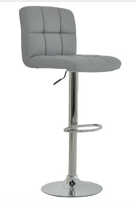 Bellarix 2-Piece Modern Grey PU Swivel Bar Stool Set with Adjustable Height, Chrome Frame &amp; Steel Footrest for Kitchen Island &amp; Counter Use
