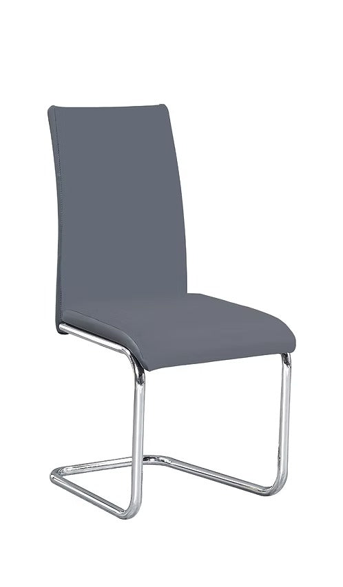 Olivan 6-Piece Modern Grey PU Upholstered Dining Chair Set with Chrome Legs and Sleek Contemporary Design for Dining Room &amp; Kitchen Use