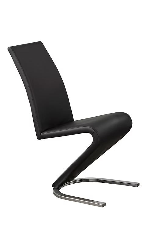 Gaverno 2-Piece Contemporary Z-Shape Black Faux Leather Dining Chair Set with Chrome Finish