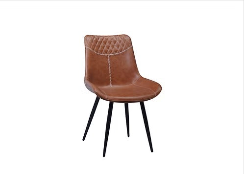 Kensora 2-Piece Modern Brown PU Upholstered Dining Chair Set with Comfortable Cushioned Seat and Durable Black Legs for Dining Room, Kitchen & Café Use