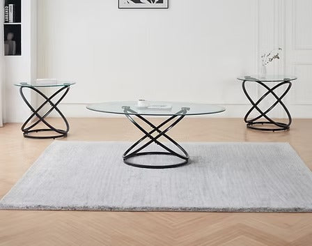 Zenquro 3 Piece Coffee Table Set – Modern Clear Tempered Glass Coffee Table with Chrome Base (Copy)