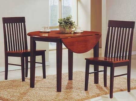 Caventra Heritage Round Dining Set – 3PC Extendable Table & Chairs in Espresso Oak Blend