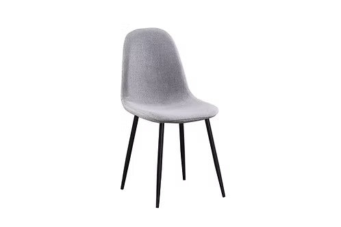 Briselle 4-Piece Modern Contemporary Grey Fabric Upholstered Dining Chair Set with Comfortable Cushioned Seat and Strong Black Metal Legs for Dining Room, Kitchen & Café Use