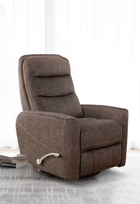 Solviera Recliner Chair with Side-Mounted Steel Pull Handle, Glider Rocking Mechanism &amp; Zero Wallhugger Design in Soft Grenada Fabric