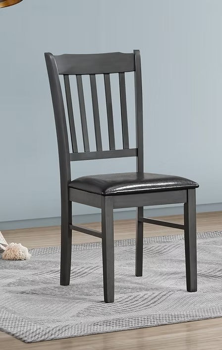 Calviro 2-Piece Dining Chairs – Antique Grey Contemporary Finish with Black PU Upholstered Cushion Seats for Elegant Dining Spaces