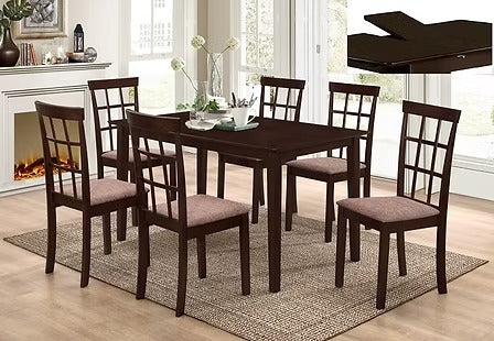 Noventra 5-Piece Dinette Set – Adjustable Espresso Table with Butterfly Leaf & PU Cushion Chairs