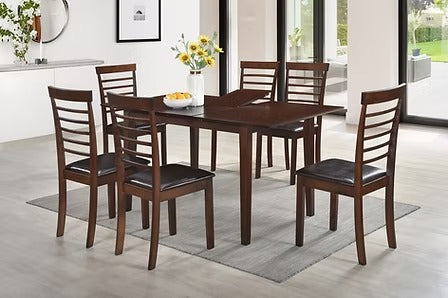 Noventra 7-Piece Dinette Set – Adjustable Espresso Table with Butterfly Leaf & PU Cushion Chairs