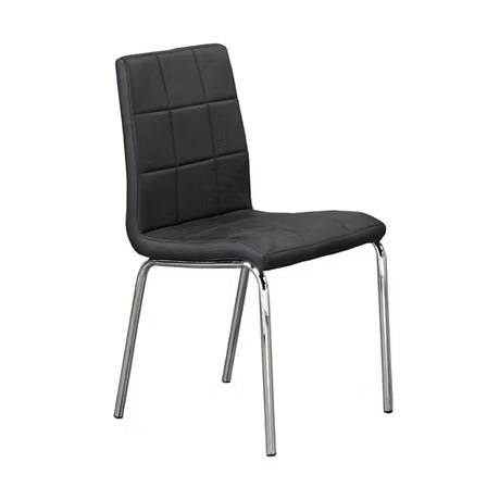 Drevano 4-Piece Modern Black Upholstered Dining Chair Set with Chrome Legs