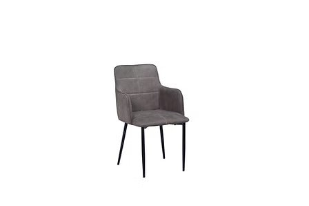 Nexora 2-Piece Modern Charcoal Brown PU Dining Chair Set with Black Metal Legs and Comfortable Cushioned Seating for Dining Room, Kitchen &amp; Contemporary Spaces