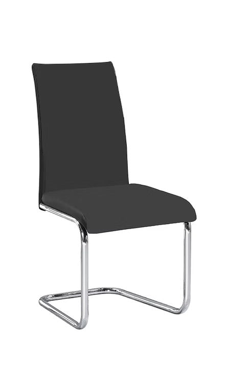 Olivan 6-Piece Modern Black PU Upholstered Dining Chair Set with Chrome Legs and Sleek Contemporary Design for Dining Room &amp; Kitchen Use