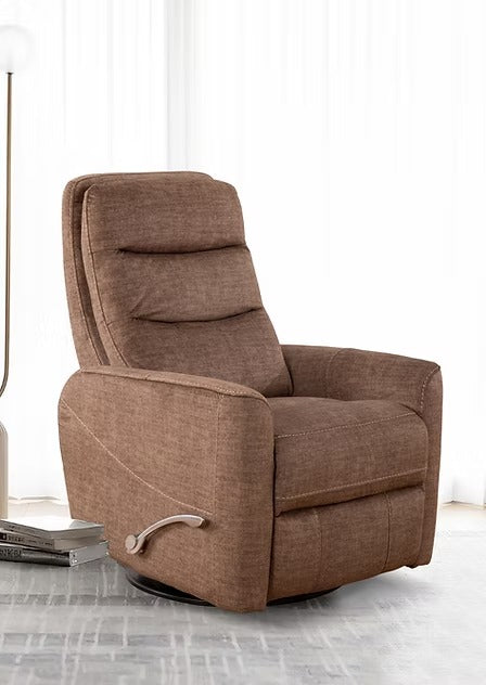 Torvella Recliner Chair with Side-Mounted Steel Pull Handle, Glider Rocking Mechanism &amp; Zero Wallhugger Design in Soft Chocolate Fabric