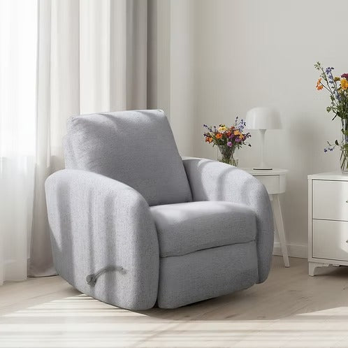 Zenvaro Recliner Chair in Soft Sahara Arctic Fabric with Adjustable Headrest, Swivel Glider Mechanism &amp; Side-Mounted Steel Handle