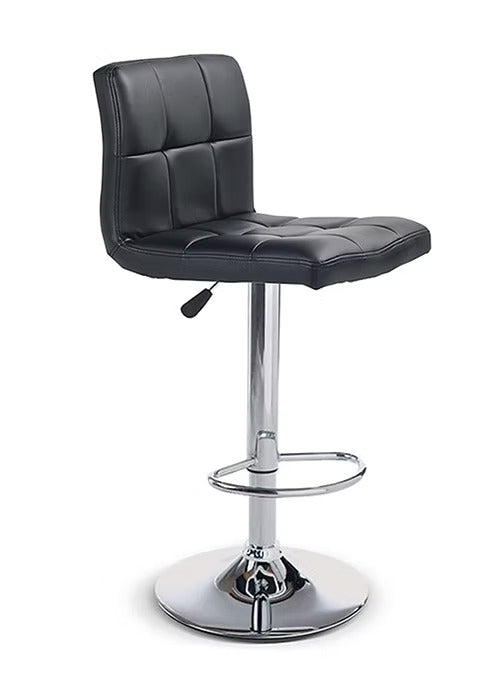 Bellarix 2-Piece Modern Black PU Swivel Bar Stool Set with Adjustable Height, Chrome Frame &amp; Steel Footrest for Kitchen Island &amp; Counter Use