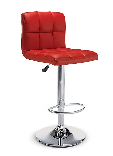 Bellarix Modern Red PU Swivel Bar Stool with Adjustable Height, Chrome Frame & Steel Footrest for Kitchen Island & Counter Use