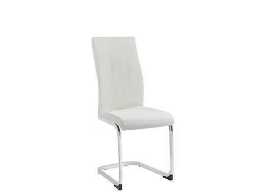 Pravento 6-Piece Modern White PU Dining Chair Set with Metal Legs and Tall Contemporary Design for Dining Room, Kitchen &amp; Café Use