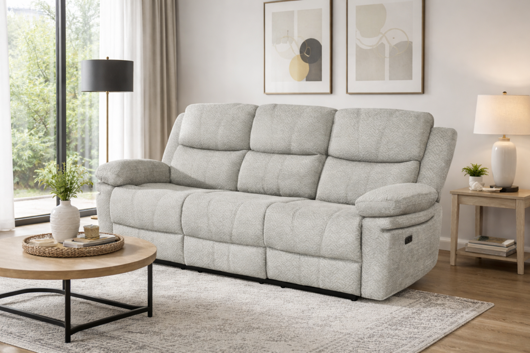 Opulence Recliner Sofa – Modern Dual Power Recliner with Center Console, USB Charging Ports and Premium Comfort Seating