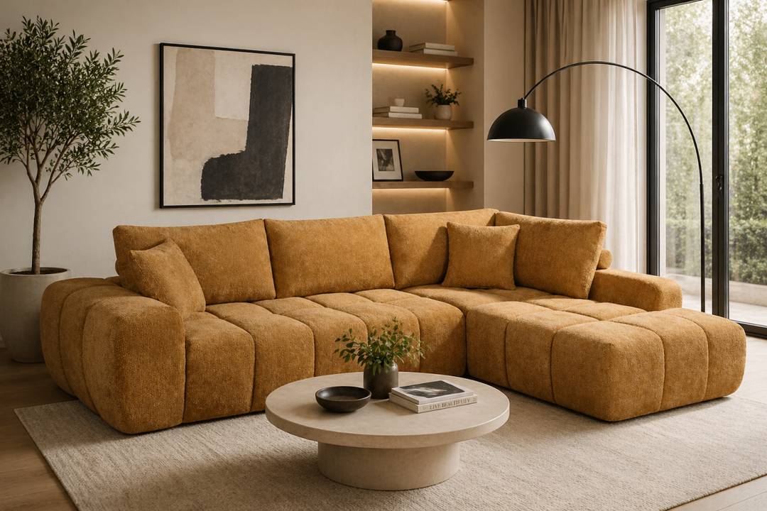 Caldris Compression Sectional Sofa with Pocket Spring & Foam Cushions